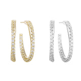 Load image into Gallery viewer, OAHLAN Women&#39;s Fine Jewelry S925 Sterling Silver Paved Zircon Hoops Shining C Shaped Stud Earrings Geometric for Wedding Gifts