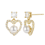 Load image into Gallery viewer, OAHLAN Women&#39;s 14K Gold Plated S925 Sterling Silver Freshwater Pearl Earrings Heart Shaped for Wedding Parties Fine Jewellery