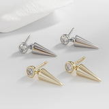 Load image into Gallery viewer, OAHLAN Women&#39;s Unique S925 Sterling Silver Cone Stud Earrings Round Cut Zircon Gold Plated Fine Jewelry for Wedding Engagement