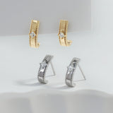 Load image into Gallery viewer, OAHLAN Fine Jewelry S925 Sterling Silver Earrings with Square Cut Clear Zircon for Women Parties Weddings Anniversaries