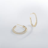Load image into Gallery viewer, OAHLAN Women&#39;s Fine Jewelry S925 Sterling Silver Paved Zircon Hoops Shining C Shaped Stud Earrings Geometric for Wedding Gifts