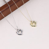 Load image into Gallery viewer, OAHLAN Silver 925 Heart Hollowed Pendant Free Necklace 14K Gold Romantic Stylish Link Charm Jewelry Love Women Necklaces