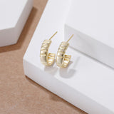 Load image into Gallery viewer, OAHLAN Fine Jewelry Wholesale 14K Gold Plated Letter C Concave Curved S925 Sterling Silver Earrings for Women Wedding Engagement