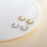 Load image into Gallery viewer, OAHLAN Women&#39;s 14K Gold 925 Sterling Silver C-Shaped Geometric Hoop Earrings Zircon for Engagement Anniversary Party Gift