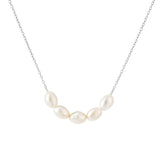 Load image into Gallery viewer, OAHLAN 925 Sterling Silver Link Chain Necklace Gold Plated with Lustrous White Pearls for Engagement Wedding Gift for Women