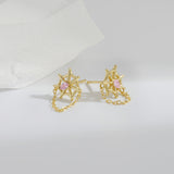 Load image into Gallery viewer, OAHLAN Fine Jewelry Spider Web Design S925 Sterling Silver Earrings with Pink Zircon for Women Parties Wedding Anniversary