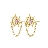 Load image into Gallery viewer, OAHLAN Fine Jewelry Spider Web Design S925 Sterling Silver Earrings with Pink Zircon for Women Parties Wedding Anniversary