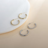 Load image into Gallery viewer, OAHLAN Women&#39;s Fine Jewelry S925 Sterling Silver Paved Zircon Hoops Shining C Shaped Stud Earrings Geometric for Wedding Gifts