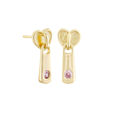 Load image into Gallery viewer, OAHLAN S925 Sterling Silver Women&#39;s Zipper Shaped Heart Earrings Gold Plated Fine Jewelry for Wedding Engagement Wholesale