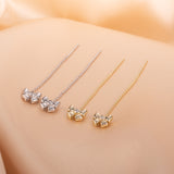 Load image into Gallery viewer, OAHLAN Fine Jewelry 14K Gold Plated S925 Sterling Silver Bowknot Earrings Zircon Trendy for Women&#39;s Engagement Wedding Party