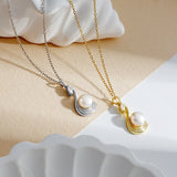 Load image into Gallery viewer, OAHLAN Fine Jewelry Swan Design 925 Sterling Silver Link Chain Necklace with Freshwater Pearl Engagement Wedding Gift for Women