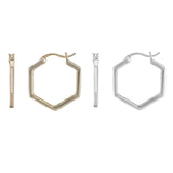 Load image into Gallery viewer, OAHLAN Fine Jewelry Simple Geometric Hexagon Shaped S925 Sterling Silver Hoop Earrings for Women Engagement Wedding Party
