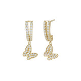 Load image into Gallery viewer, OAHLAN Fine Jewelry Round Cut Zircon 14K Gold Plated Butterfly Shaped S925 Sterling Silver Earrings for Women Engagement Wedding