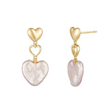 Load image into Gallery viewer, OAHLAN Customized Women&#39;s Fine Jewelry S925 Baroque Cultured Freshwater Pearl Drop Earrings Dangle Dangle with Love Heart Design