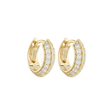 Load image into Gallery viewer, OAHLAN Women&#39;s Fine Jewelry Round Cut Zircon Delicate Huggie S925 Sterling Silver Hoop Earrings Gold Plated for Wedding Gifts