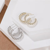 Load image into Gallery viewer, OAHLAN Fine Jewelry Simple C Shaped Fried Dough Twists S925 Sterling Silver Earrings for Women Engagement Wedding