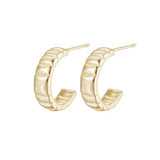 Load image into Gallery viewer, OAHLAN Fine Jewelry Wholesale 14K Gold Plated Letter C Concave Curved S925 Sterling Silver Earrings for Women Wedding Engagement
