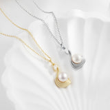 Load image into Gallery viewer, OAHLAN Fine Jewelry Swan Design 925 Sterling Silver Link Chain Necklace with Freshwater Pearl Engagement Wedding Gift for Women