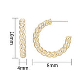 Load image into Gallery viewer, OAHLAN Fine Jewelry Simple C Shaped Fried Dough Twists S925 Sterling Silver Earrings for Women Engagement Wedding