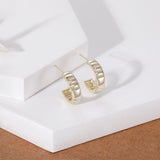 Load image into Gallery viewer, OAHLAN Fine Jewelry Wholesale 14K Gold Plated Letter C Concave Curved S925 Sterling Silver Earrings for Women Wedding Engagement