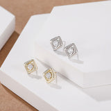 Load image into Gallery viewer, OAHLAN Fine Jewelry Round Cut Zircon 14K Gold Plated Square S925 Sterling Silver Earrings for Women Wedding Engagement