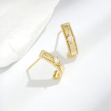 Load image into Gallery viewer, OAHLAN Fine Jewelry S925 Sterling Silver Earrings with Square Cut Clear Zircon for Women Parties Weddings Anniversaries