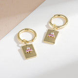 Load image into Gallery viewer, OAHLAN Fine Jewelry 14K Gold Plated Rectangular Inlaid Zircon S925 Sterling Silver Earrings for Women Engagement Wedding
