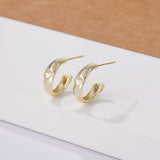 Load image into Gallery viewer, OAHLAN Women&#39;s Trendy S925 Sterling Silver Earrings Fine Jewelry Gold Plated C Circle Design for Engagement Anniversary Wedding