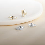 Load image into Gallery viewer, OAHLAN Fine Jewelry 14K Gold Plated Leaf Shaped S925 Sterling Silver Hoop Earrings for Women Engagement Wedding
