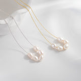 Load image into Gallery viewer, OAHLAN 925 Sterling Silver Link Chain Necklace Gold Plated with Lustrous White Pearls for Engagement Wedding Gift for Women