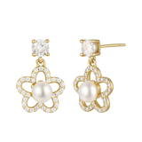 Load image into Gallery viewer, OAHLAN 14K Gold Plated S925 Sterling Silver Freshwater Pearl Earrings Fine Jewellery Flower Design for Women&#39;s Wedding Party