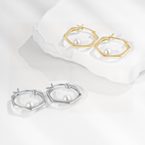 Load image into Gallery viewer, OAHLAN Fine Jewellery 14K Gold Plated Hexagon S925 Sterling Silver Freshwater Pearl Earrings for Women Wedding Anniversary Gifts