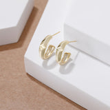 Load image into Gallery viewer, OAHLAN Women&#39;s Trendy S925 Sterling Silver Earrings Fine Jewelry Gold Plated C Circle Design for Engagement Anniversary Wedding