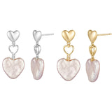 Load image into Gallery viewer, OAHLAN Customized Women&#39;s Fine Jewelry S925 Baroque Cultured Freshwater Pearl Drop Earrings Dangle Dangle with Love Heart Design