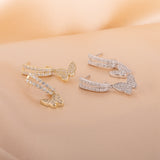 Load image into Gallery viewer, OAHLAN Fine Jewelry Round Cut Zircon 14K Gold Plated Butterfly Shaped S925 Sterling Silver Earrings for Women Engagement Wedding