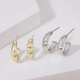 Load image into Gallery viewer, OAHLAN Women&#39;s Trendy S925 Sterling Silver Earrings Fine Jewelry Gold Plated C Circle Design for Engagement Anniversary Wedding