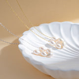 Load image into Gallery viewer, OAHLAN 925 Sterling Silver Link Chain Necklace Gold Plated with Lustrous White Pearls for Engagement Wedding Gift for Women