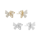 Load image into Gallery viewer, OAHLAN Women&#39;s S925 Sterling Silver Butterfly Stud Earrings Round Cut Sparkling Zircon for Wedding Engagement Party