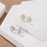 Load image into Gallery viewer, OAHLAN Fine Jewelry Wholesale 14K Gold Plated Rotating Shape Zircon S925 Sterling Silver Earrings for Women Wedding Anniversary