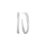 Load image into Gallery viewer, OAHLAN Women&#39;s Fine Jewelry S925 Sterling Silver Paved Zircon Hoops Shining C Shaped Stud Earrings Geometric for Wedding Gifts