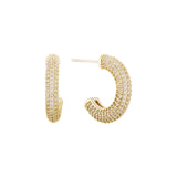 Load image into Gallery viewer, OAHLAN Women&#39;s 14K Gold 925 Sterling Silver C-Shaped Geometric Hoop Earrings Zircon for Engagement Anniversary Party Gift
