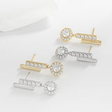 Load image into Gallery viewer, OAHLAN Women&#39;s Round Cut Zircon S925 Sterling Silver Drop Earrings Fine Jewelry Gold Plated for Wedding Engagement Party Gift