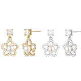 Load image into Gallery viewer, OAHLAN 14K Gold Plated S925 Sterling Silver Freshwater Pearl Earrings Fine Jewellery Flower Design for Women&#39;s Wedding Party