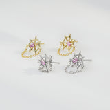 Load image into Gallery viewer, OAHLAN Fine Jewelry Spider Web Design S925 Sterling Silver Earrings with Pink Zircon for Women Parties Wedding Anniversary