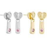 Load image into Gallery viewer, OAHLAN S925 Sterling Silver Women&#39;s Zipper Shaped Heart Earrings Gold Plated Fine Jewelry for Wedding Engagement Wholesale