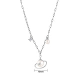 Load image into Gallery viewer, OAHLAN 925 Sterling Silver Link Chain Necklace Lustrous White Pearls Planet Design Engagement or Wedding Gift for Women
