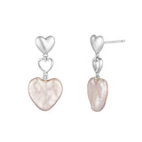 Load image into Gallery viewer, OAHLAN Customized Women&#39;s Fine Jewelry S925 Baroque Cultured Freshwater Pearl Drop Earrings Dangle Dangle with Love Heart Design