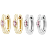 Load image into Gallery viewer, OAHLAN Women&#39;s Trendy 14K Gold Plated S925 Sterling Silver Hoop Earrings with Pink Zircon Fine Jewelry for Party Wedding Gifts