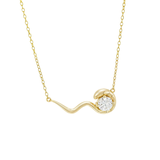 Load image into Gallery viewer, OAHLAN Fine Jewelry Gold Wave S925 Sterling Silver Pendant Necklaces with Zircon Accent Timeless for Women Wedding Engagement
