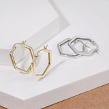 Load image into Gallery viewer, OAHLAN Fine Jewelry Simple Geometric Hexagon Shaped S925 Sterling Silver Hoop Earrings for Women Engagement Wedding Party